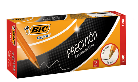 Bolígrafo Bic Fino Rojo C/12