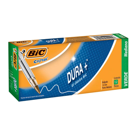 Bolígrafo Bic PM Dura + Verde C/12