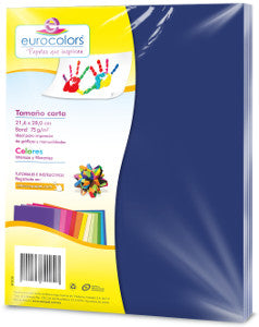 Hojas De Colores Carta Eurocolors Azul Aquamarino C/100