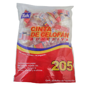 Cinta Transparente Tuk 205 12 mm x 10m Bolsa C/36