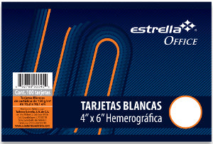 Tarjeta Blanca Estrella 4" X 6"  C/100