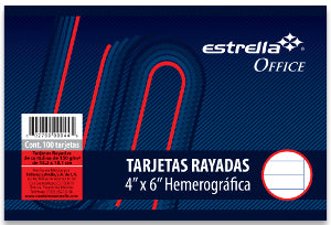 Tarjeta Rayada Estrella 4" X 6"  C/100