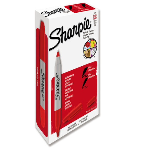 Sharpie Twin D. Punta Rojo C/12