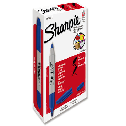 Sharpie Twin D. Punta Azul C/12