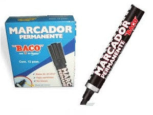 Marcador Permanente Baco Metal Negro C/12