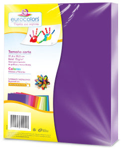 Hojas De Colores Carta Eurocolors Morado C/100