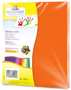 Hojas De Colores Carta Eurocolors Naranja Zanahoria C/100