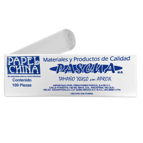 Papel China 50X75 Pliego Pascua C/100 Blanco