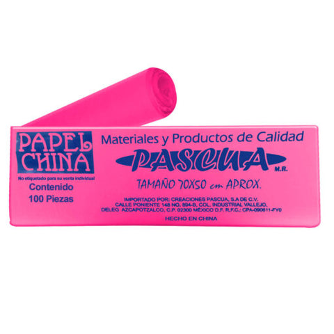 Papel China 50X75 Pliego Pascua C/100 Rosa Mexicano