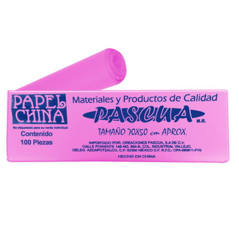 Papel China 50X75 Pliego Pascua C/100 Rosa Pastel