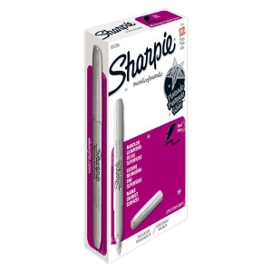 Sharpie Metálico Fino Plateado C/12