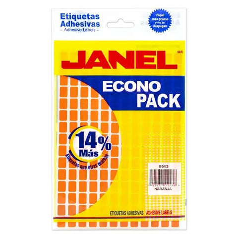Etiqueta Janel Fluoresente 09X13 Naranja