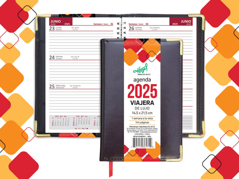 Agenda Azteca Viajera De Lujo Vino 361-71/Negro 361-84 Semanal