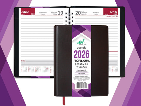 Agenda Azteca Profesional Económica Vino 366-71/Negro 366-84 Diaria