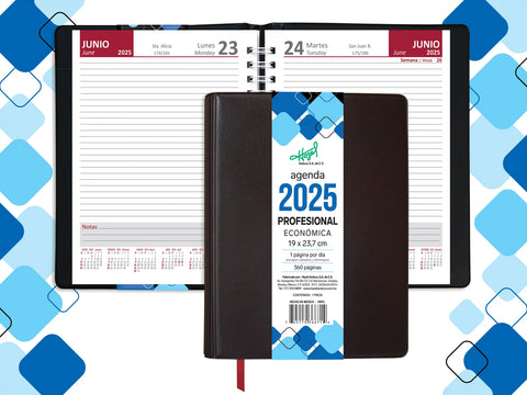 Agenda Azteca Profesional Económica Vino 366-71/Negro 366-84 Diaria