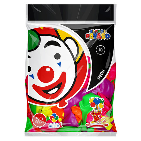 Globo Payaso Surtido Neón No 10 C/100