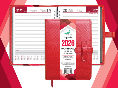 Agenda Azteca Profesional Lujo Rojo 367-45 Diaria