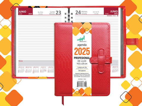 Agenda Azteca Profesional Lujo Rojo 367-45 Diaria
