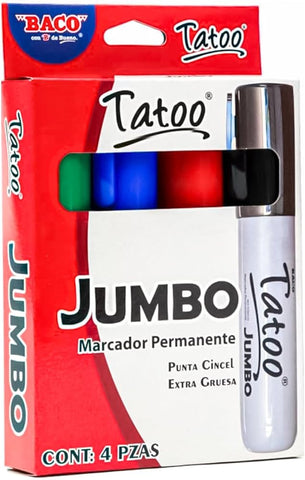 Marcador Permanente Tatoo Jumbo Surt C/4
