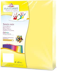 Hojas De Colores Carta Eurocolors C/100 EC0091 Amarillo Pastel