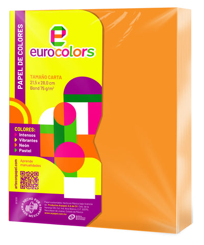 Hojas De Colores Carta Eurocolors C/100 EC0097 Papaya Neon