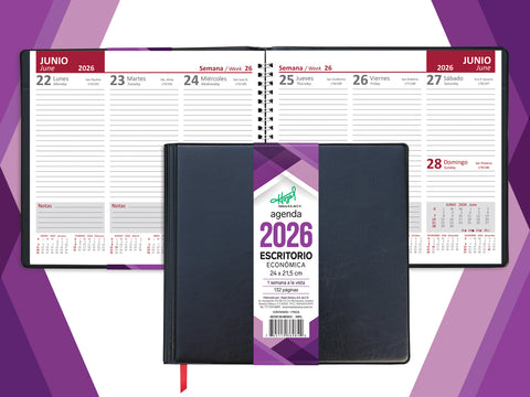 Agenda Azteca Escritorio Económica Negra 360-84/Vino 360-71 Semanal
