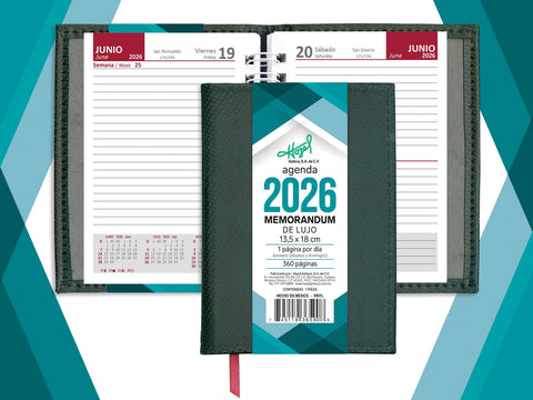 Agenda Azteca Memorandum De Lujo Negra 365-90 Diaria