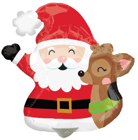 Globo Metálico Mini Shape Santa & Reindeer