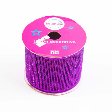 Liston Selanusa Navideño Malla Fina Morado 9.14Mts JKR09-Z