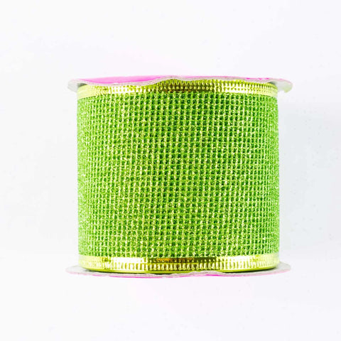Liston Selanusa Navideño Malla Fina Verde Limon 9.14Mts JKR09-Z