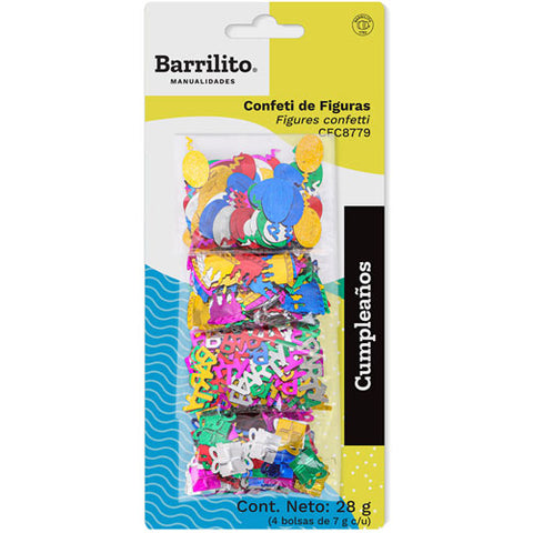 Confeti Figuras Cumpleaños 4 Bolsas Con 7G C/u