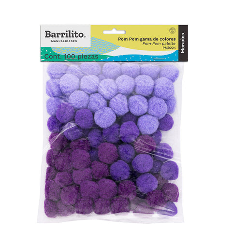 Pom Pom Barrilito Colores Morados PM9224