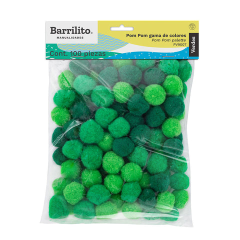 Pom Pom Barrilito Colores Verdes PV9007