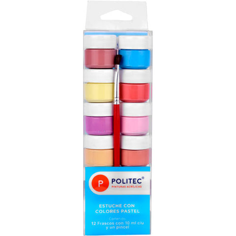 Pintura Acrílica Politec 10Ml Surtido Pastel C/12