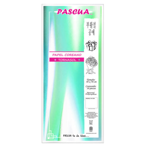 Papel Coreano Tornasol C/10 Verde Agua