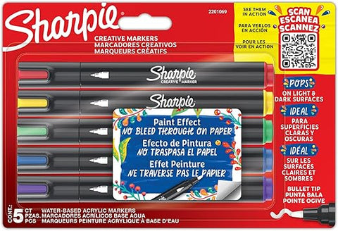 Marcador Acrílico Sharpie C/5 Surtido Punta Bala