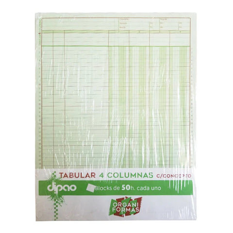 Tabular Organiformas 4 Columnas C/Concepto 50H C/3