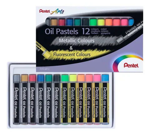Gis Pastel Oil Pentel Metalico+Fluorecente C/12