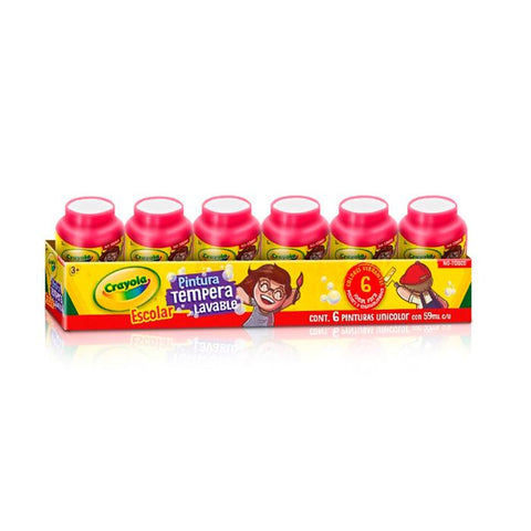 Pintura Tempera 59Ml Crayola Rojo C/6 Piezas