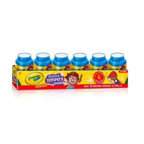 Pintura Tempera 59Ml Crayola Azul C/6 Piezas