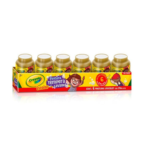 Pintura Tempera 59Ml Crayola Dorada C/6 Piezas