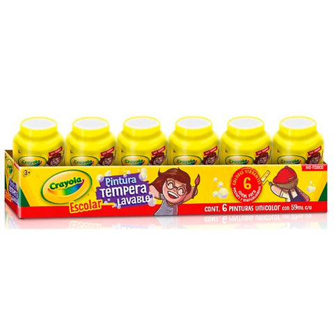 Pintura Tempera 59Ml Crayola Amarillo C/6 Piezas