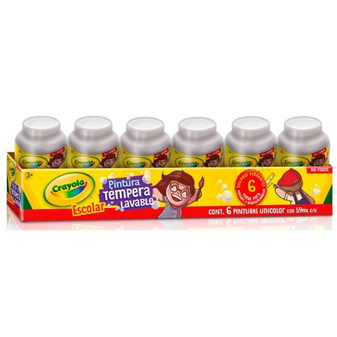 Pintura Tempera 59Ml Crayola Plata C/6 Piezas
