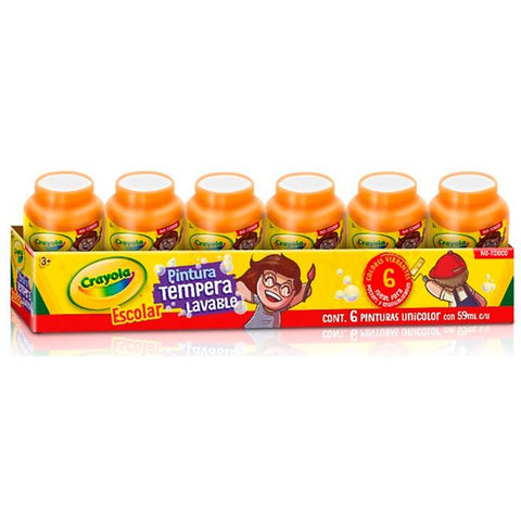 Pintura Tempera 59Ml Crayola Naranja C/6 Piezas