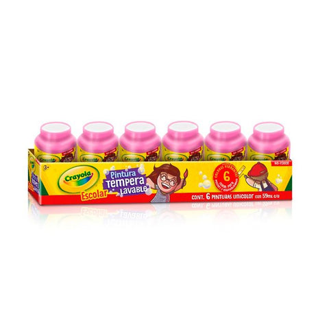 Pintura Tempera 59Ml Crayola Rosa C/6 Piezas