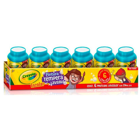 Pintura Tempera 59Ml Crayola Azul Cielo C/6 Piezas