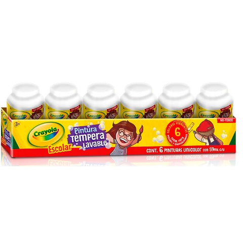Pintura Tempera 59Ml Crayola Blanca C/6 Piezas