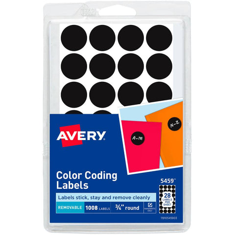 Etiqueta Avery 3/4" Negra C/1008 2102