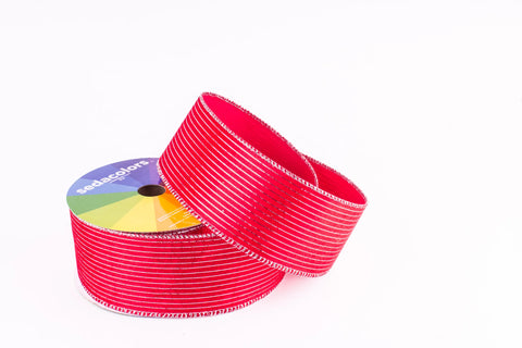 Liston Tela R&W Rojo Velvet Lineas Oro QMRB-60