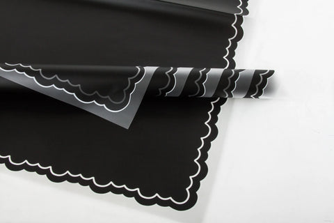 Papel Coreano Borde Ondas C/20 Negro 360